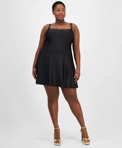 City Studios Trendy Plus Size Satin Chain-strap Dress