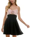City Studios Women's Rosette Ruched Badeau Dress In Blush,blk