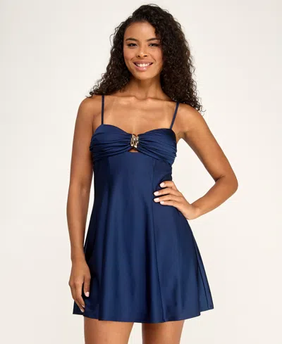 City Studios Women's Ruched Dress In Blue
