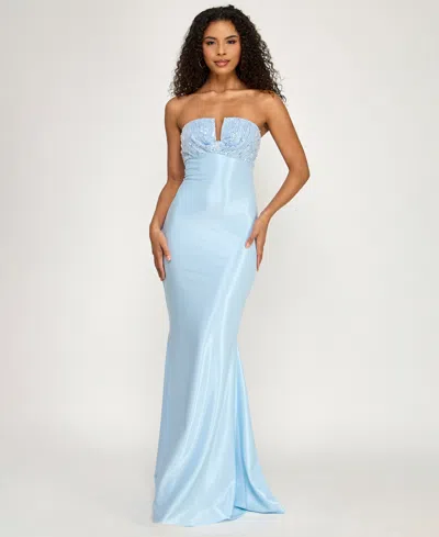 City Studios Women's Strapless Beaded Maxi Dress