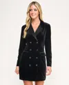 City Studios Women's Velvet Short Collar Tuxedo Blazer Dress In Black