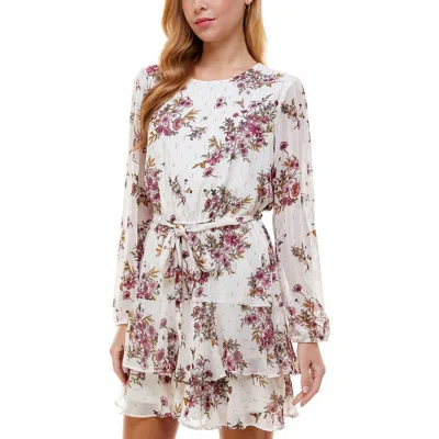 City Studios Womens Chiffon Metallic Mini Dress In Multi