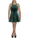 City Studios Womens Velvet Mini Mini Dress In Green
