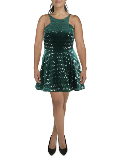 City Studios Womens Velvet Mini Mini Dress In Green