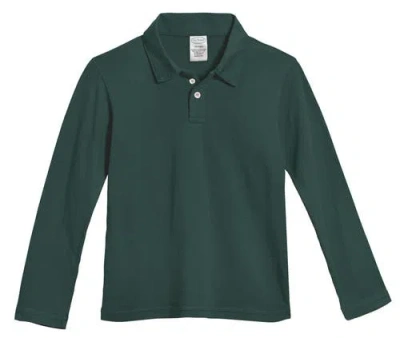 City Threads Baby Boys 100% Cotton Knit Jersey 2-button Long Sleeve Polo In Green