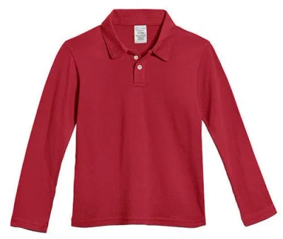 City Threads Baby Boys 100% Cotton Knit Jersey 2-button Long Sleeve Polo In Red