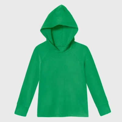 City Threads Baby Boys Medium-weight 100% Cotton Long Sleeve Hooded Tee With Cuffs In Green