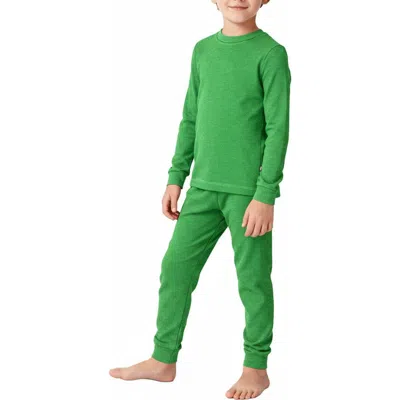 City Threads Babies'  Boys Soft & Cozy Thermal Long Johns 2-piece Set In Green