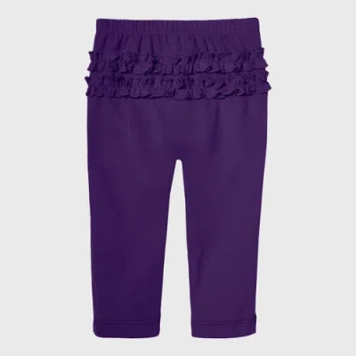 City Threads Baby Girl Ruffle Butt Soft Cotton Leggings In Purple