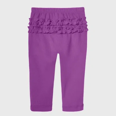 City Threads Baby Girl Ruffle Butt Soft Cotton Leggings In Purple