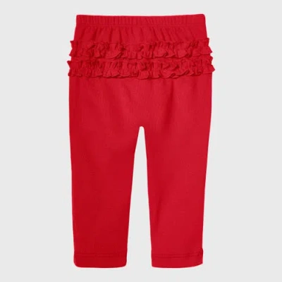 City Threads Baby Girl Ruffle Butt Soft Cotton Leggings In Red