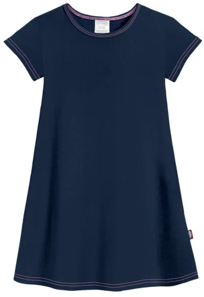 City Threads Baby Girls Soft 100% Cotton Knit Jersey Cap Sleeve Dress In Blue