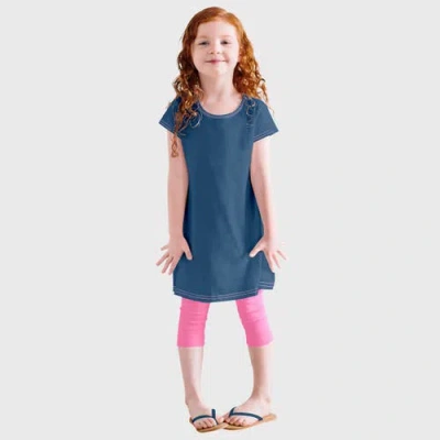 City Threads Baby Girls Soft 100% Cotton Knit Jersey Cap Sleeve Dress In Blue