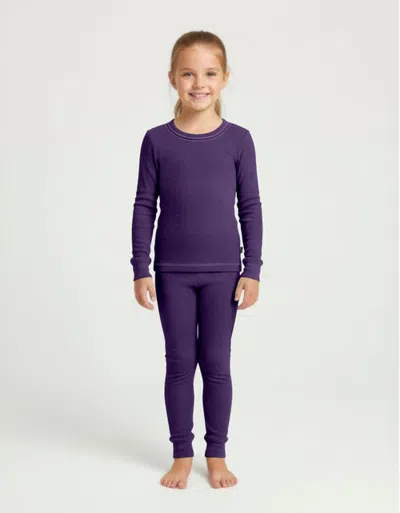 City Threads Babies'  Girls Soft & Cozy Thermal Long Johns 2-piece Set In Purple