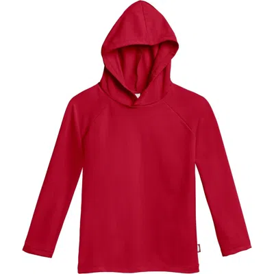 City Threads Kids'  Boys And Girls Upf 50+ Long Sleeve Hooded Rashguard Tee In Red