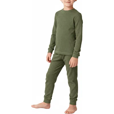 City Threads Babies'  Boys Soft & Cozy Thermal Long Johns 2-piece Set In Green