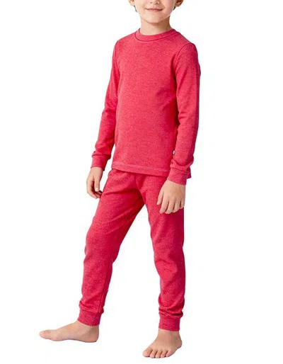 City Threads Kids'  Boys Soft & Cozy Thermal Long Johns 2-piece Set In Red