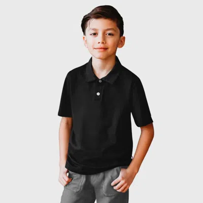 City Threads Kids'  Boys Soft Cotton Jersey 2-button Short Sleeve Polo Shirt In Black