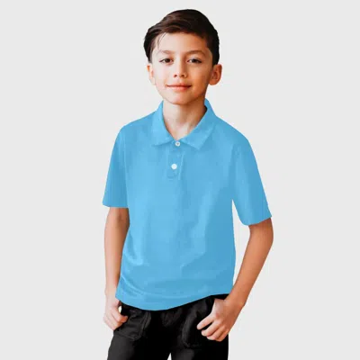 City Threads Kids'  Boys Soft Cotton Jersey 2-button Short Sleeve Polo Shirt In Blue