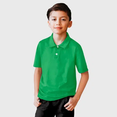City Threads Kids'  Boys Soft Cotton Jersey 2-button Short Sleeve Polo Shirt In Green