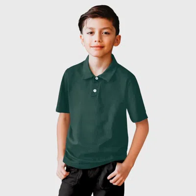 City Threads Kids'  Boys Soft Cotton Jersey 2-button Short Sleeve Polo Shirt In Green