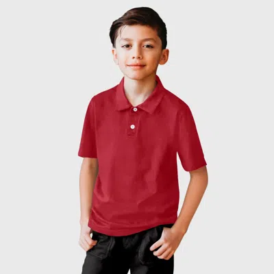 City Threads Kids'  Boys Soft Cotton Jersey 2-button Short Sleeve Polo Shirt In Red