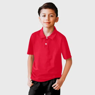 City Threads Kids'  Boys Soft Cotton Jersey 2-button Short Sleeve Polo Shirt In Red