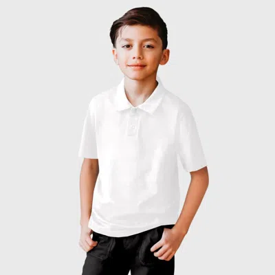 City Threads Kids'  Boys Soft Cotton Jersey 2-button Short Sleeve Polo Shirt In White