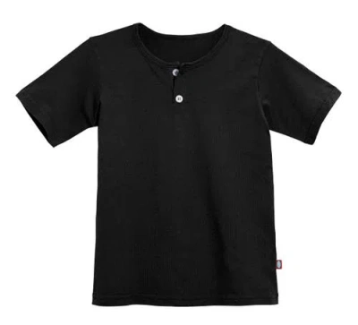City Threads Kids'  Boys Soft Organic Cotton Jersey Short Sleeve Henley Tee In Black