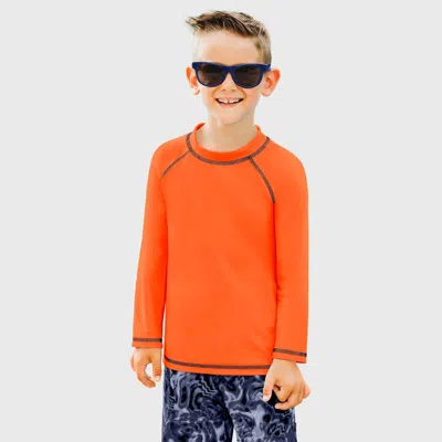 City Threads Kids'  Boys Upf 50+ Long Sleeve Rashguard In Orange