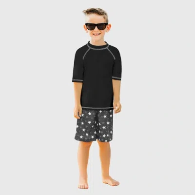 City Threads Babies'  Boys Upf 50+ Short Sleeve Rashguard In Black