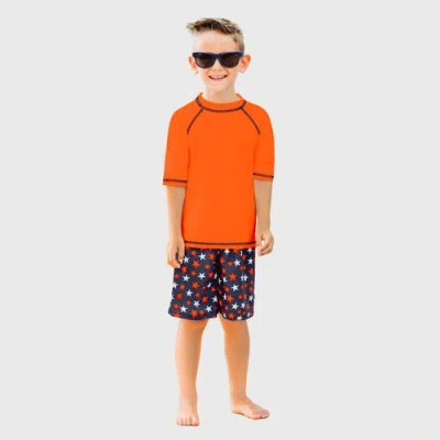 City Threads Babies'  Boys Upf 50+ Short Sleeve Rashguard In Orange