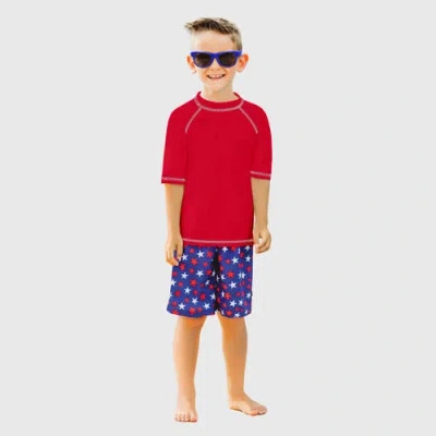 City Threads Babies'  Boys Upf 50+ Short Sleeve Rashguard In Red
