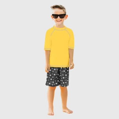 City Threads Babies'  Boys Upf 50+ Short Sleeve Rashguard In Yellow