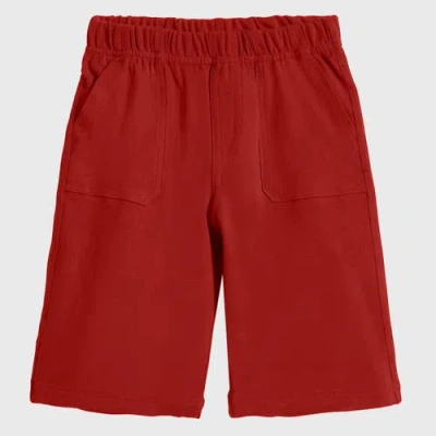 City Threads Kids'  Cotton Upf 50+ Soft 3-pocket Jersey Shorts In Red