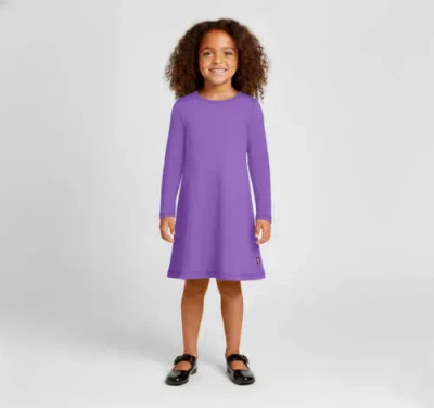 City Threads Girl's Soft 100% Cotton Baby Rib Long Sleeve Dress In Purple