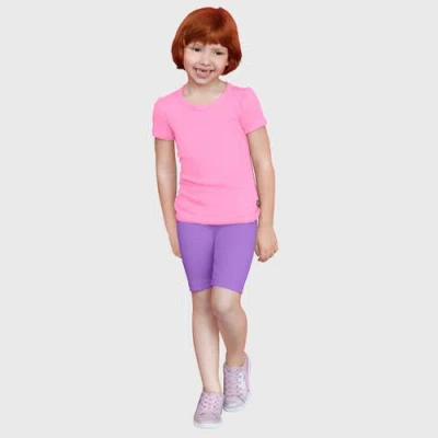 City Threads Kids'  Girls 100% Cotton Short Sleeve Puff Classic Fit Tee In Pink