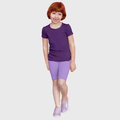 City Threads Kids'  Girls 100% Cotton Short Sleeve Puff Classic Fit Tee In Purple