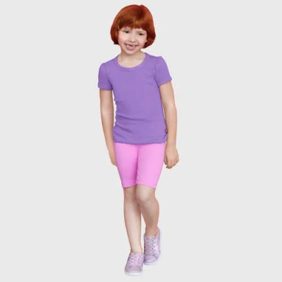 City Threads Kids'  Girls 100% Cotton Short Sleeve Puff Classic Fit Tee In Purple