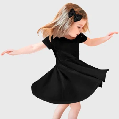 City Threads Babies'  Girls Jersey Short Sleevetwirly Skater Dress In Black