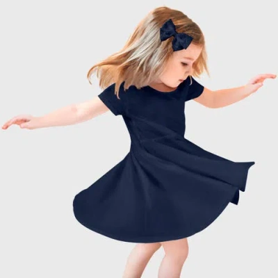 City Threads Kids'  Girls Jersey Short Sleevetwirly Skater Dress In Blue