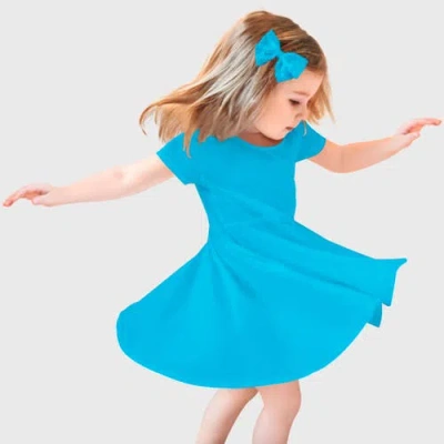 City Threads Kids'  Girls Jersey Short Sleevetwirly Skater Dress In Blue