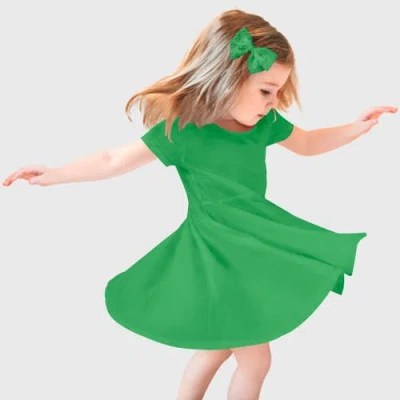 City Threads Kids'  Girls Jersey Short Sleevetwirly Skater Dress In Green