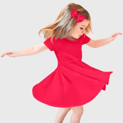 City Threads Kids'  Girls Jersey Short Sleevetwirly Skater Dress In Pink