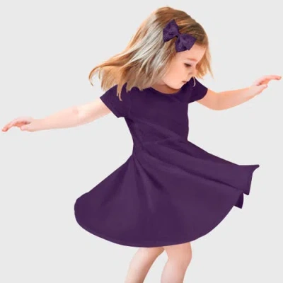 City Threads Kids'  Girls Jersey Short Sleevetwirly Skater Dress In Purple