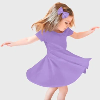 City Threads Babies'  Girls Jersey Short Sleevetwirly Skater Dress In Purple