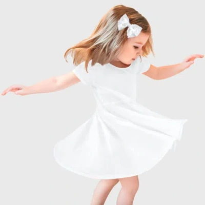 City Threads Kids'  Girls Jersey Short Sleevetwirly Skater Dress In White