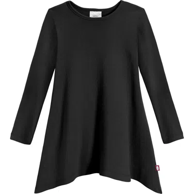 City Threads Kids'  Girls Long Sleeve Cotton Soft Jersey Shark Bite Tunic In Black