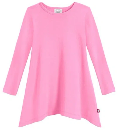City Threads Babies'  Girls Long Sleeve Cotton Soft Jersey Shark Bite Tunic In Pink