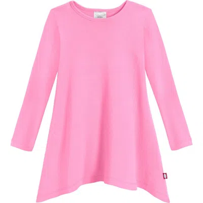 City Threads Kids'  Girls Long Sleeve Cotton Soft Jersey Shark Bite Tunic In Pink